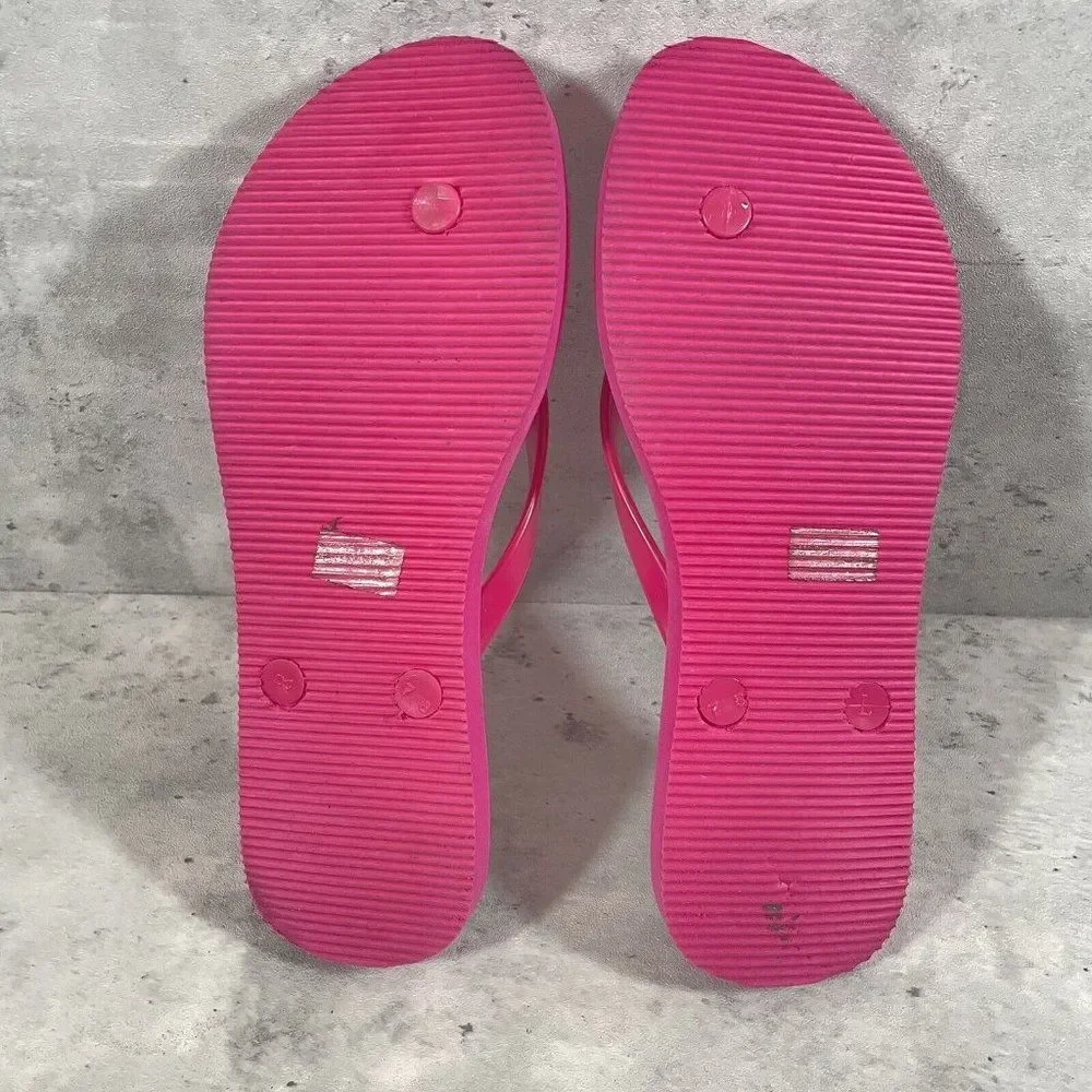 Nine West Women's Pink White Logo Flip Flops Size 8 (Large) Water‎ Shoes Slides
